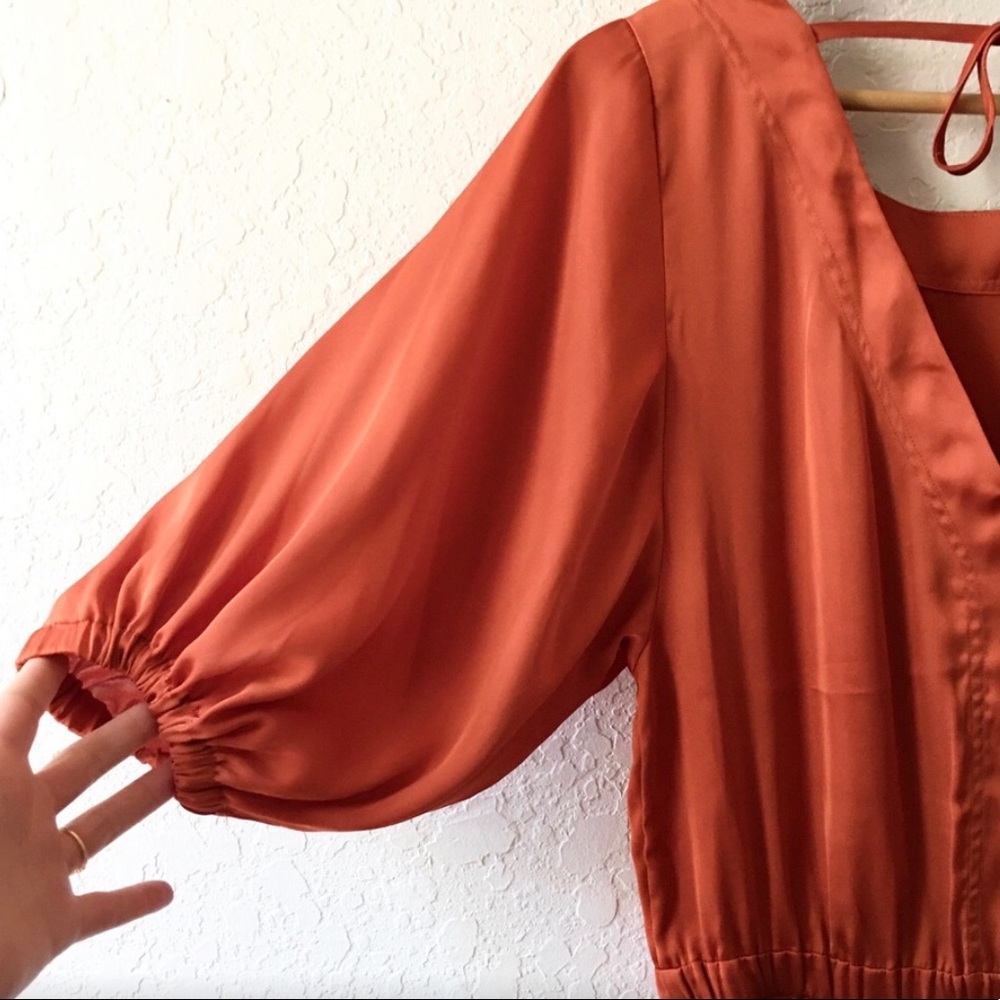 Michael Kors Satin Midi Dress in Rust Orange